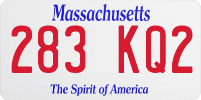 MA license plate 283KQ2