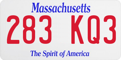 MA license plate 283KQ3