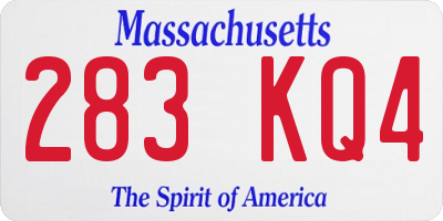MA license plate 283KQ4