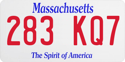 MA license plate 283KQ7