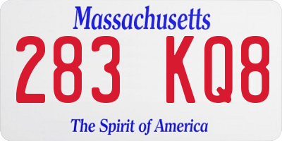 MA license plate 283KQ8