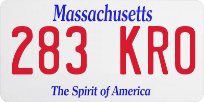 MA license plate 283KR0