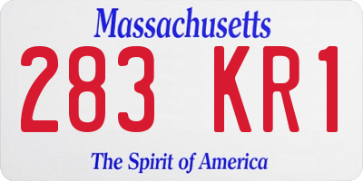 MA license plate 283KR1