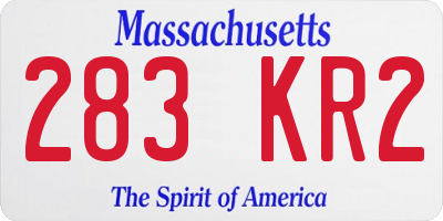 MA license plate 283KR2