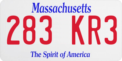 MA license plate 283KR3