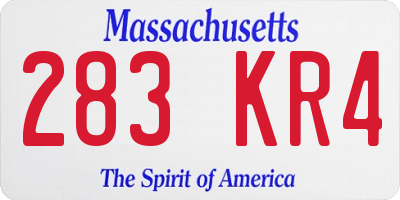 MA license plate 283KR4