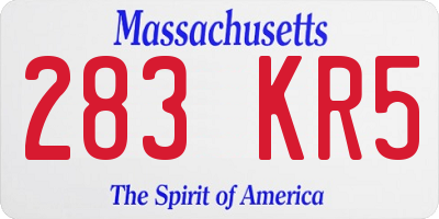 MA license plate 283KR5