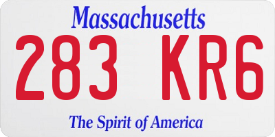 MA license plate 283KR6