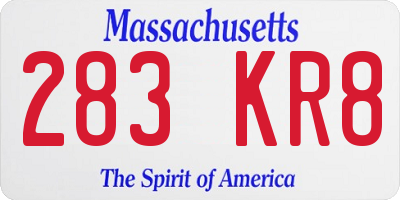 MA license plate 283KR8