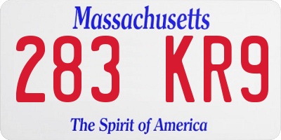 MA license plate 283KR9