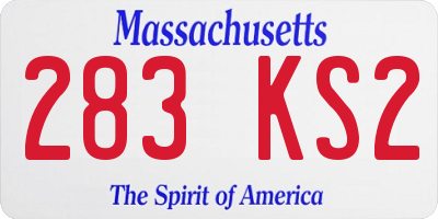 MA license plate 283KS2
