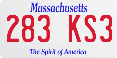 MA license plate 283KS3