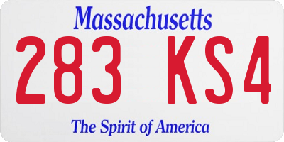 MA license plate 283KS4