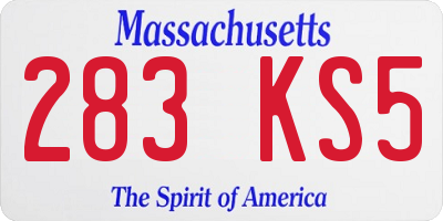 MA license plate 283KS5