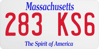 MA license plate 283KS6