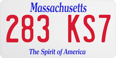 MA license plate 283KS7