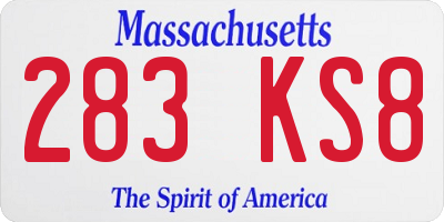 MA license plate 283KS8