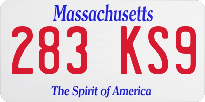MA license plate 283KS9