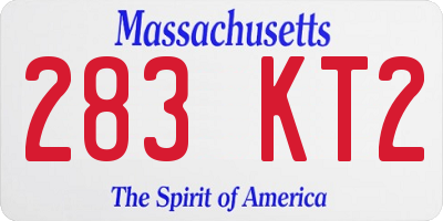 MA license plate 283KT2