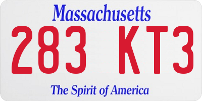 MA license plate 283KT3