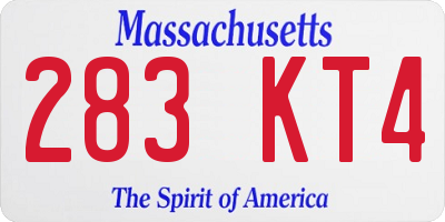 MA license plate 283KT4