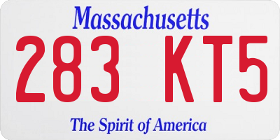 MA license plate 283KT5