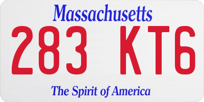 MA license plate 283KT6