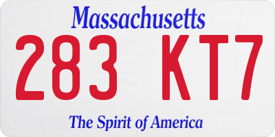 MA license plate 283KT7