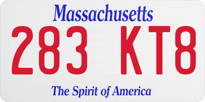 MA license plate 283KT8