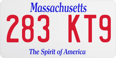 MA license plate 283KT9