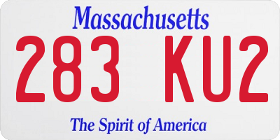 MA license plate 283KU2