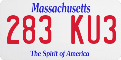 MA license plate 283KU3