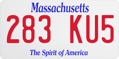 MA license plate 283KU5