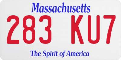 MA license plate 283KU7