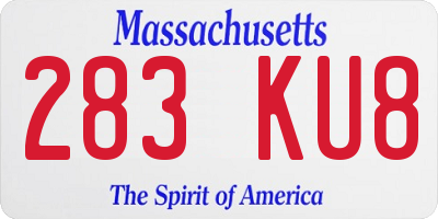 MA license plate 283KU8