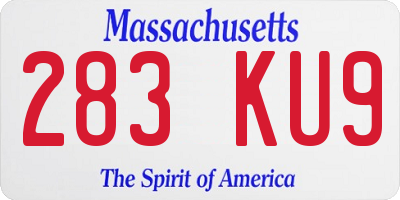 MA license plate 283KU9