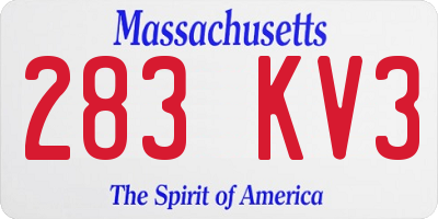 MA license plate 283KV3