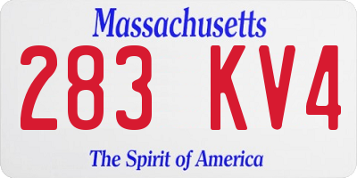 MA license plate 283KV4