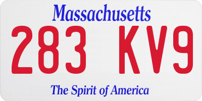 MA license plate 283KV9