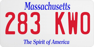 MA license plate 283KW0