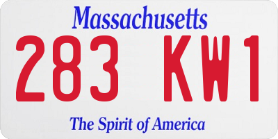 MA license plate 283KW1