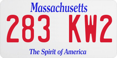 MA license plate 283KW2