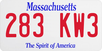 MA license plate 283KW3