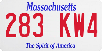MA license plate 283KW4