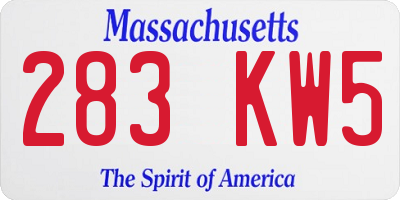 MA license plate 283KW5