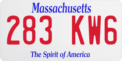 MA license plate 283KW6