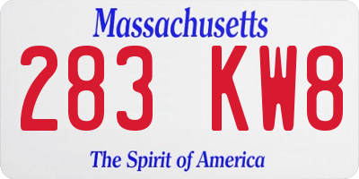 MA license plate 283KW8