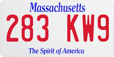 MA license plate 283KW9