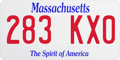 MA license plate 283KX0