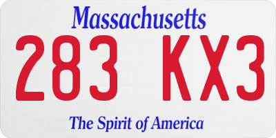 MA license plate 283KX3
